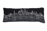 35" Black Frankfurt Nighttime Skyline Lumbar Decorative Pillow