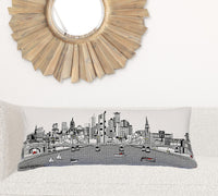 35" White Frankfurt Daylight Skyline Lumbar Decorative Pillow