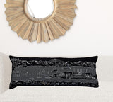 35" Black Homer Spit Nighttime Skyline Lumbar Decorative Pillow