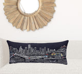 35" Black Houston Nighttime Skyline Lumbar Decorative Pillow