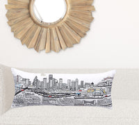 35" White Houston Daylight Skyline Lumbar Decorative Pillow
