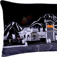 35" Black Jackson Nighttime Skyline Lumbar Decorative Pillow