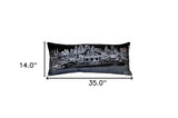 35" Black Kansas City Nighttime Skyline Lumbar Decorative Pillow