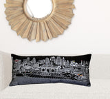 35" Black Kansas City Nighttime Skyline Lumbar Decorative Pillow
