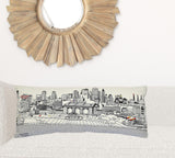 35" White Kansas City Daylight Skyline Lumbar Decorative Pillow