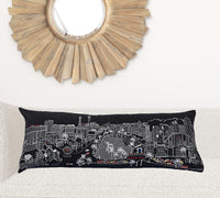 35" Black as Vegas Nighttime Skyline Lumbar Decorative Pillow