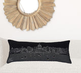 35" Black Madison Nighttime Skyline Lumbar Decorative Pillow