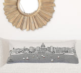 35" White Madison Daylight Skyline Lumbar Decorative Pillow