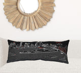 35" Black Memphis Nighttime Skyline Lumbar Decorative Pillow