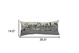35" White Memphis Daylight Skyline Lumbar Decorative Pillow