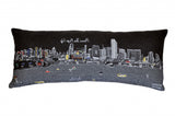 35" Black Miami Nighttime Skyline Lumbar Decorative Pillow