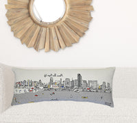 35" White Miami Daylight Skyline Lumbar Decorative Pillow