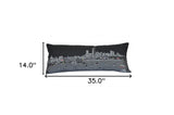 35" Black Milwaukee Nighttime Skyline Lumbar Decorative Pillow