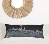 35" Black Milwaukee Nighttime Skyline Lumbar Decorative Pillow