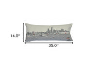 35" White Milwaukee Daylight Skyline Lumbar Decorative Pillow