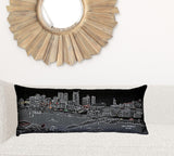 35" Black Nashville Nighttime Skyline Lumbar Decorative Pillow