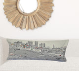 35" White Nashville Daylight Skyline Lumbar Decorative Pillow