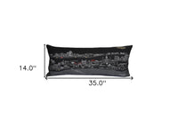35" Black New Orleans Nighttime Skyline Lumbar Decorative Pillow