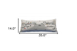 35" White Paris Daylight Skyline Lumbar Decorative Pillow
