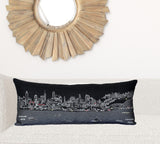 35" Black Philadelphia Nighttime Skyline Lumbar Decorative Pillow