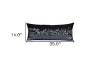 35" Black Philadelphia Nighttime Skyline Lumbar Decorative Pillow