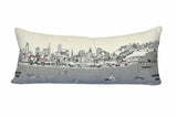 35" White Philadelphia Daylight Skyline Lumbar Decorative Pillow
