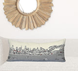 35" White Philadelphia Daylight Skyline Lumbar Decorative Pillow