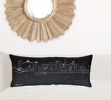 35" Black Portland Nighttime Skyline Lumbar Decorative Pillow