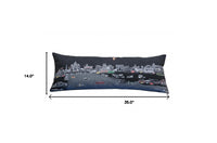 35" Black Rome Nighttime Skyline Lumbar Decorative Pillow