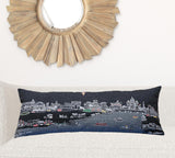 35" Black Rome Nighttime Skyline Lumbar Decorative Pillow