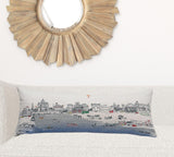 35" White Rome Daylight Skyline Lumbar Decorative Pillow