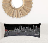 35" Black San Diego Nighttime Skyline Lumbar Decorative Pillow
