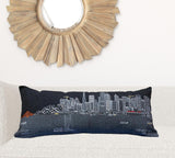 35" Black San Francisco Nighttime Skyline Lumbar Decorative Pillow
