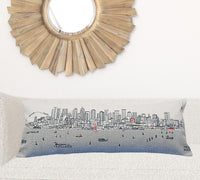 35" White Seattle Daylight Skyline Lumbar Decorative Pillow