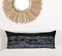 35" Black St Michael's Nighttime Skyline Lumbar Decorative Pillow
