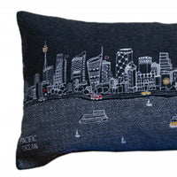 35" Black Sydney Nighttime Skyline Lumbar Decorative Pillow