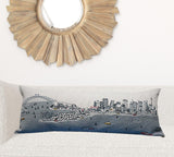 35" White Sydney Daylight Skyline Lumbar Decorative Pillow