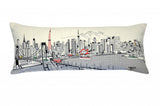 35" White Tokyo Daylight Skyline Lumbar Decorative Pillow