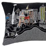 35" Black Tulsa Nighttime Skyline Lumbar Decorative Pillow