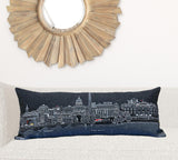 35" Black Washington DC Nighttime Skyline Lumbar Decorative Pillow