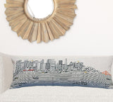 35" White San Francisco Daylight Skyline Lumbar Decorative Pillow