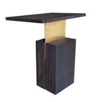 24" Dark Gray Solid Wood and Gold Rectangular End Table