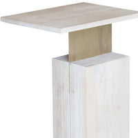 24" Natural and Gold Solid Wood Rectangular End Table