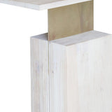 24" Natural and Gold Solid Wood Rectangular End Table