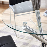 36" Silver And Glass Round Tripod Base Coffee Table