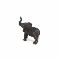 7" Gray Rustic Cast Iron Elephant Hand Painted  Sculpture