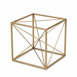 8" Gold Metal Abstract Geo Cube Sculpture