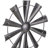 21" Gray Metal Windmill Hand Painted Sculpture