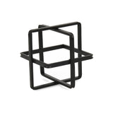 6" Black Metal Abstract Cube Sculpture