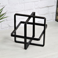 6" Black Metal Abstract Cube Sculpture